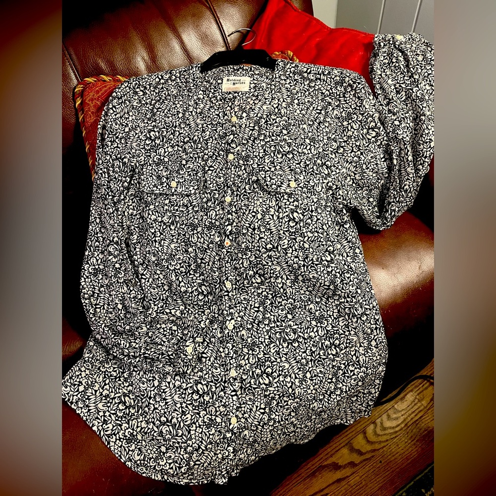 Holding Horses by Anthropologie Black and White Button Down Shirt